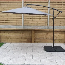 3m Banana Parasol With Grey Canopy
