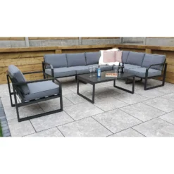 New Products -Garden Furniture Shop alarna grey aluminium corner sofa set with single chair p78597 135362 zoom