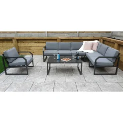 Alarna Grey Aluminium Corner Sofa Set With Single Chair -Garden Furniture Shop alarna grey aluminium corner sofa set with single chair p78597 135365 zoom