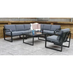 Alarna Grey Aluminium Corner Sofa Set With Single Chair -Garden Furniture Shop alarna grey aluminium corner sofa set with single chair p78597 135366 zoom