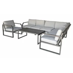 Alarna Grey Aluminium Corner Sofa Set With Single Chair -Garden Furniture Shop alarna grey aluminium corner sofa set with single chair p78597 135368 zoom