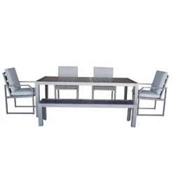 New Products -Garden Furniture Shop alarna grey aluminium dining set with bench and 4 chairs p78596 172919 zoom