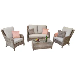 Alexandra Grey Rattan 2 Seater Sofa Set