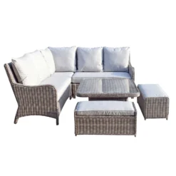 Alexandra Grey Rattan Corner Sofa Dining Set With Lift Table -Garden Furniture Shop alexandra grey rattan corner sofa dining set with lift table p78360 133450 zoom