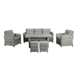 Amy Grey Rattan 7 Seater Sofa Dining Set -Garden Furniture Shop amy grey rattan 7 seater sofa dining set p78382 133538 zoom