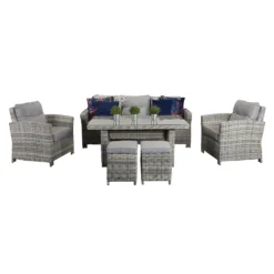Amy Grey Rattan 7 Seater Sofa Dining Set -Garden Furniture Shop amy grey rattan 7 seater sofa dining set p78382 133539 zoom