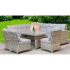 Amy Grey Rattan Corner Sofa Dining Set With 3 Chairs