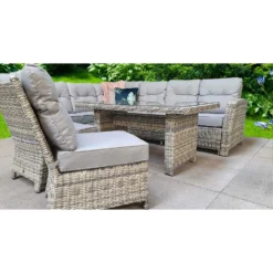 Amy Grey Rattan Corner Sofa Dining Set With 3 Chairs -Garden Furniture Shop amy grey rattan corner sofa dining set with 3 chairs p78383 133547 zoom