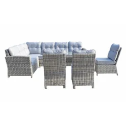 Amy Grey Rattan Corner Sofa Dining Set With 3 Chairs -Garden Furniture Shop amy grey rattan corner sofa dining set with 3 chairs p78383 133549 zoom