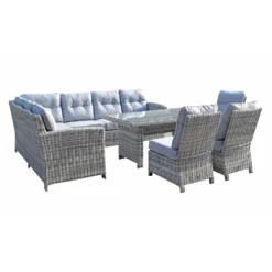 Amy Grey Rattan Corner Sofa Dining Set With 3 Chairs -Garden Furniture Shop amy grey rattan corner sofa dining set with 3 chairs p78383 133550 zoom