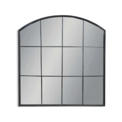 Antique Iron Arch Window Pane Mirror