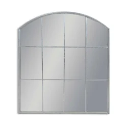 Antique Silver Arch Window Pane Mirror