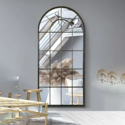 Arcus Antique Black Framed Arched Window Leaner/Wall Mirror -Garden Furniture Shop arcus antique black framed arched window leaner wall mirror p85115 182044 zoom