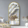 Arcus Gold Metal Arched Window Style Leaner / Wall Mirror