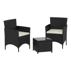 Bali Black 2 Seater With Square Table