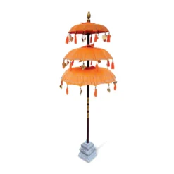 Bali Ceremonial Triple Parasol Orange & Gold