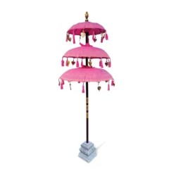 Bali Ceremonial Triple Parasol Pink & Gold