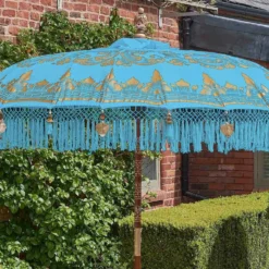 New Products -Garden Furniture Shop bali sun parasol blue and gold 2m with pole joint p72088 109114 zoom