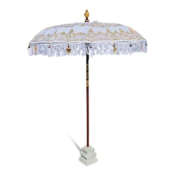 Bali Sun Parasol White And Gold 2m (With Pole Joint)