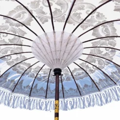 Bali Sun Parasol White And Gold 2m (With Pole Joint) -Garden Furniture Shop bali sun parasol white and gold 2m with pole joint p62018 108749 zoom