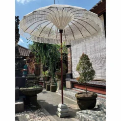 Bali White Macrame Sun Parasol (With Screw Pole Fitting) -Garden Furniture Shop bali white macrame sun parasol with screw pole fitting p80214 167441 zoom