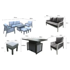 Bettina Grey Aluminium 7 Seater Sofa Dining Set With Lift Table -Garden Furniture Shop bettina grey aluminium 7 seater sofa dining set with lift table p78599 134699 zoom
