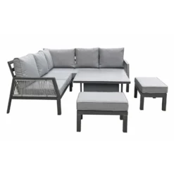 Bettina Grey Aluminium Corner Sofa Dining Set With 2 Benches -Garden Furniture Shop bettina grey aluminium corner sofa dining set with 2 benches p78600 134704 zoom