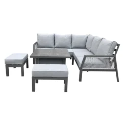 Bettina Grey Aluminium Corner Sofa Dining Set With 2 Benches -Garden Furniture Shop bettina grey aluminium corner sofa dining set with 2 benches p78600 134705 zoom