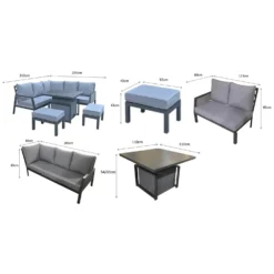 Bettina Grey Aluminium Corner Sofa Dining Set With 2 Benches -Garden Furniture Shop bettina grey aluminium corner sofa dining set with 2 benches p78600 134707 zoom