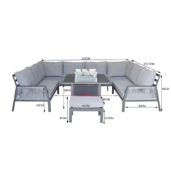 Bettina Grey U Shaped Dining Sofa Set With Gas Fire Pit Table & Stool -Garden Furniture Shop bettina grey u shaped dining sofa set with gas fire pit table stool p83634 173051 zoom