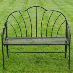 Black Outdoor Metal Bench