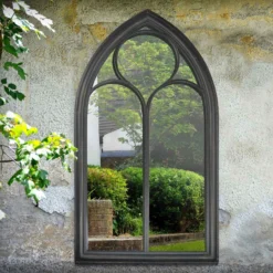 Black Somerley Chapel Arch Garden Mirror