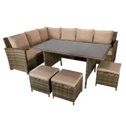 Charlotte Brown Rattan Corner Sofa Dining Set -Garden Furniture Shop charlotte brown rattan corner sofa dining set p78385 133565 zoom
