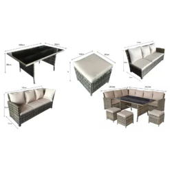 Charlotte Grey Rattan Corner Sofa Dining Set -Garden Furniture Shop charlotte grey rattan corner sofa dining set p78384 133560 zoom