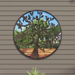 Chelsea Metal Round Shaped Decorative Tree Garden Mirror