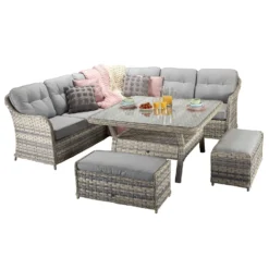 Constance Silver Grey Rattan Corner Sofa Dining Set -Garden Furniture Shop constance silver grey rattan corner sofa dining set p78390 133616 zoom