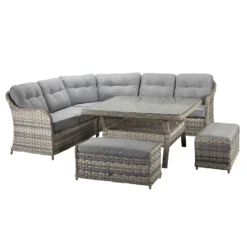 Constance Silver Grey Rattan Corner Sofa Dining Set -Garden Furniture Shop constance silver grey rattan corner sofa dining set p78390 133617 zoom
