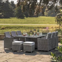 Corse Grey Rattan 10 Seater Cube Dining Set
