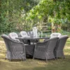 Corse Grey Rattan 6 Seater Oval Dining Set