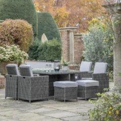 Corse Grey Rattan 8 Seater Cube Dining Set
