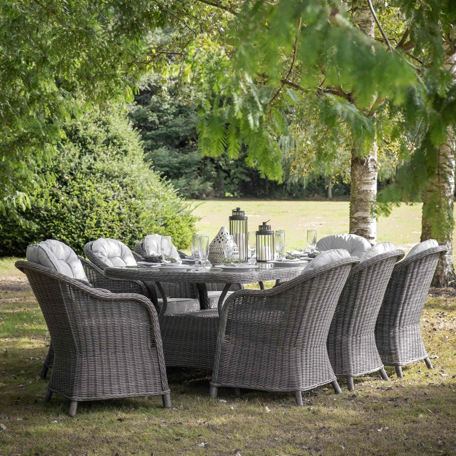 Corse Grey Rattan 8 Seater Oval Dining Set 1 Corse Grey Rattan 8 Seater Oval Dining Set