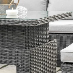 Corse Grey Rattan Rectangle Dining Set With Rising Table -Garden Furniture Shop corse grey rattan rectangle dining set with rising table p77815 130596 zoom