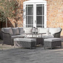 Corse Grey Rattan Square Dining Set With Rising Table