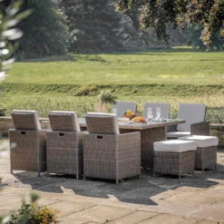 Corse Natural Rattan 10 Seater Cube Dining Set