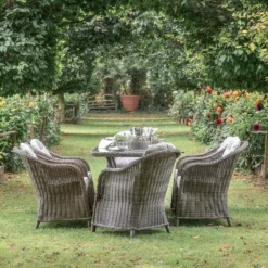 Corse Natural Rattan 6 Seater Oval Dining Set