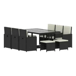 Cuba 10 Seater Black Rattan Set