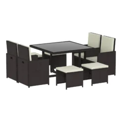 Cuba 8 Seater Brown Rattan Set