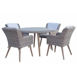 Danielle Grey Rattan 4 Seater Round Dining Set -Garden Furniture Shop danielle grey rattan 4 seater round dining set p78427 133879 zoom