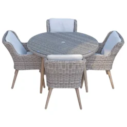 Danielle Grey Rattan 4 Seater Round Dining Set -Garden Furniture Shop danielle grey rattan 4 seater round dining set p78427 133880 zoom