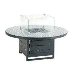 Dark Grey Outdoor Round Coffee Table With Firepit